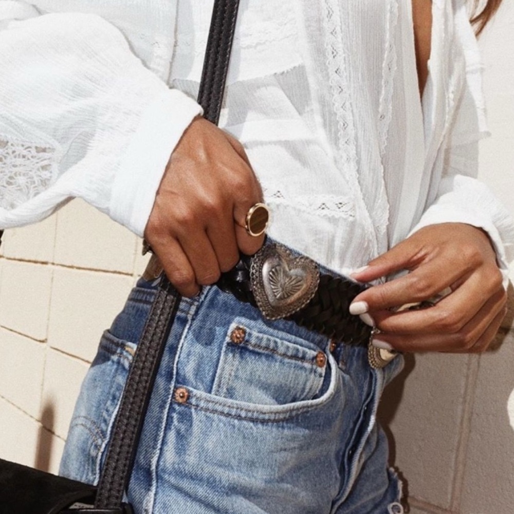 🖤 Vintage 90s Brighton heart medallion leather belt